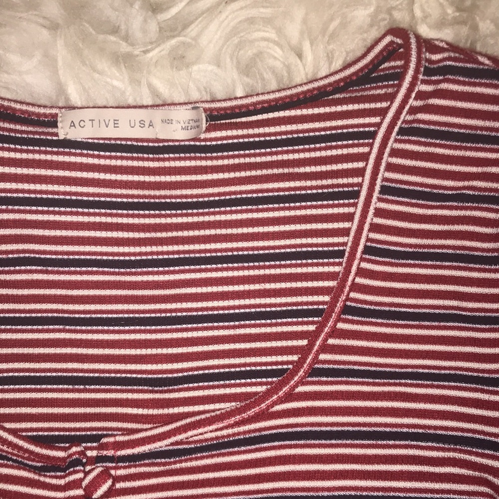 Striped crop button front tee - Picture 2 of 2